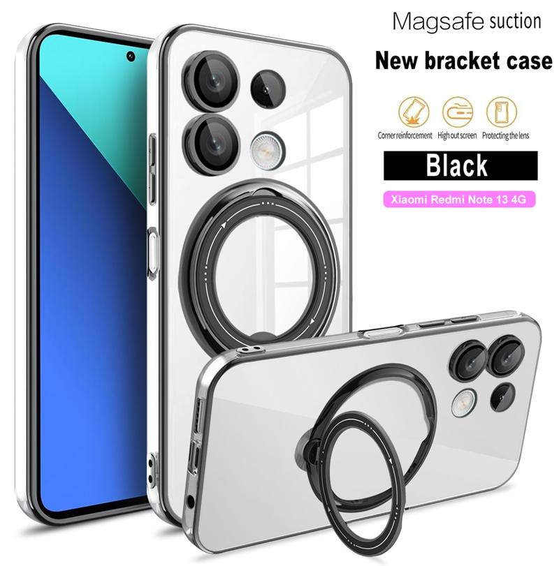 Магнитный чехол Magsafe с покрытием из ТПУ для беспроводной зарядки для Xiaomi Redmi Note13 4G Note 13 Pro Plus 5G, держатель-подставка, кольцевой чехол