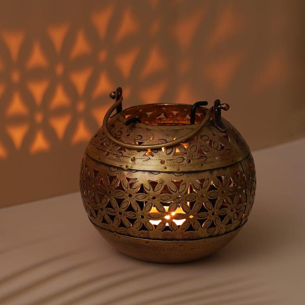 Dhoop & Tea Light Candle Holder/Lantern Hanging Antique Gold Finish for Diwali Gifts | Home Decoration | Gifts | Home Decor