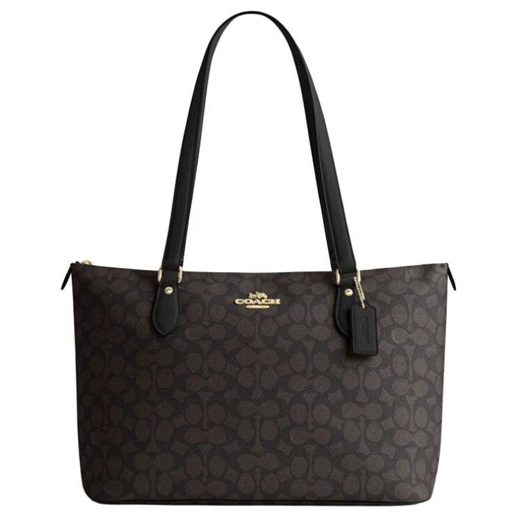 Coach Женская сумка-тоут через плечо из ПВХ-кожи, сумка для покупок, ручная сумка, темный коричневый CW381-IMXAQ
