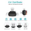 4 In 1 USB 2.0 OTG Memory Card Reader Adapter Universal Micro USB TF SD Card Reader for PC Phone Computer Laptop