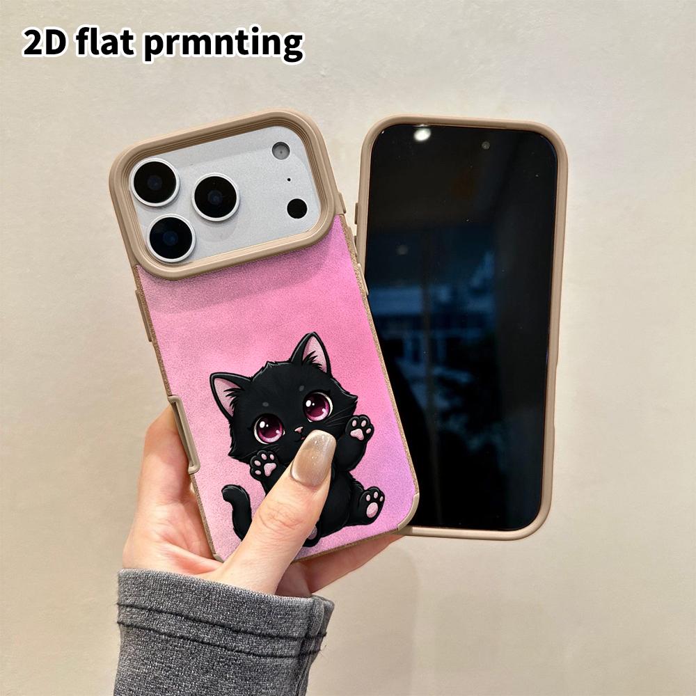 Phone Case: 2D flat lambskin suitable for iPhone 18, 17, 16, 15, 14, 13 Pro film protection case, pink gradient background, Christmas and Halloween gi