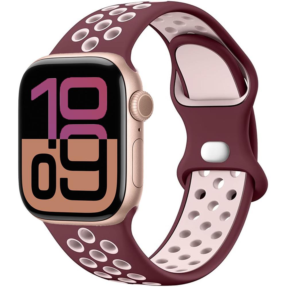 Силиконовый ремешок для Apple Watch 11 10 9 8 7 46 мм 45 мм 42 мм 41 мм Ultra 3/2 49 мм Дышащий браслет для iWatch 6 5 4 SE 44 мм