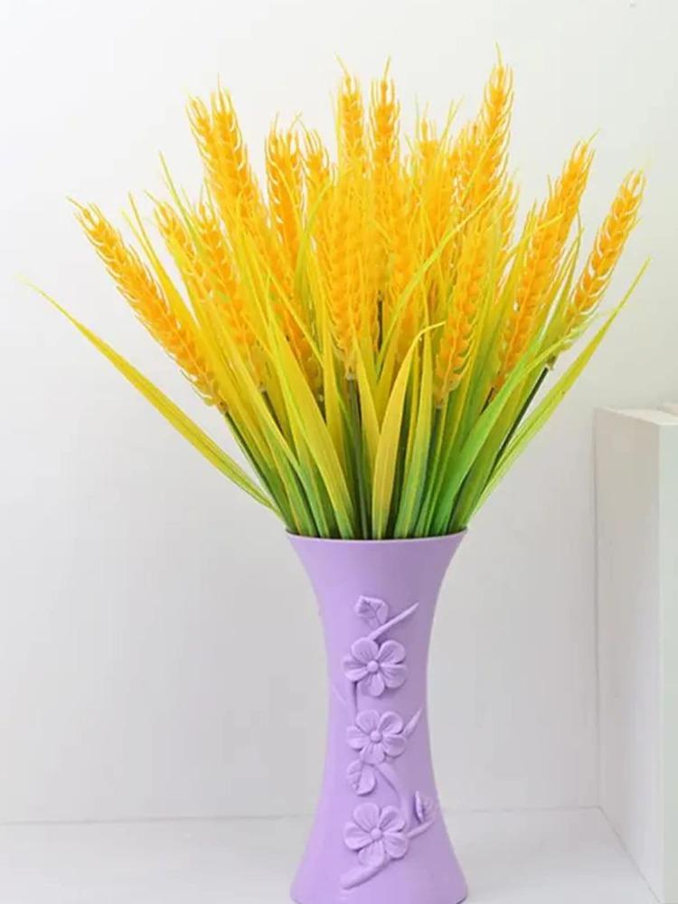 8 Pcs Artificial Wheat Ears UV Resistant Artificial Flower Fake Barley Grass Plants Simulation Crop Bouquet for Outdoor Garden Porch Home Decor