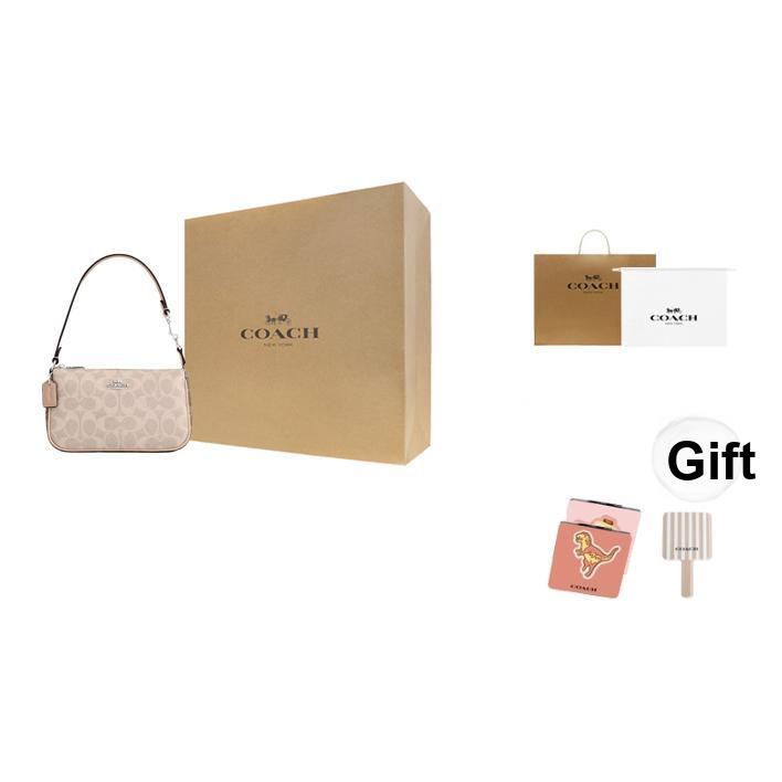 Coach Nolita 19 Фирменный принт Застежка-молния Покрытие из холста Ручная сумка Через плечо Наплечная сумка Маленькие женские сумки Песочный Серый-Коричневый Мультиколор CY236-SVXCU