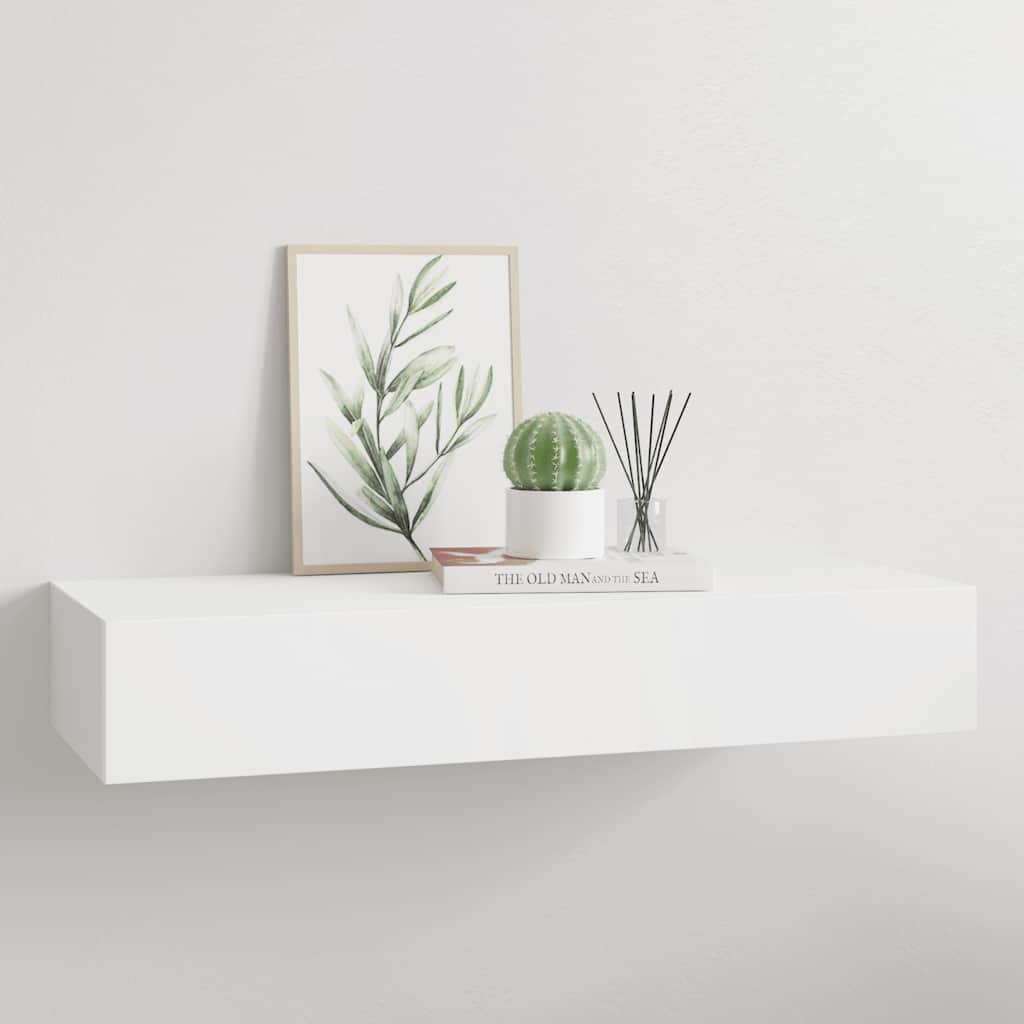Wall Mounted Shelf with Drawer White 60 x 23.5 x 10 cm MDF