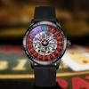 Roulette Wheel Automatic Watches for Men Rotating Dial Design Hollow Out Waterproof Mens Unique Style Mechanical Watch