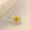 S925 Sterling Silver Korean Sun Daisy Flower Necklace for Women