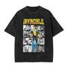 Vintage Washed Oversized TShirt InvincibleSuperhero Print Cotton Casual Short Sleeve Retro Streetwear Tee for Men Women