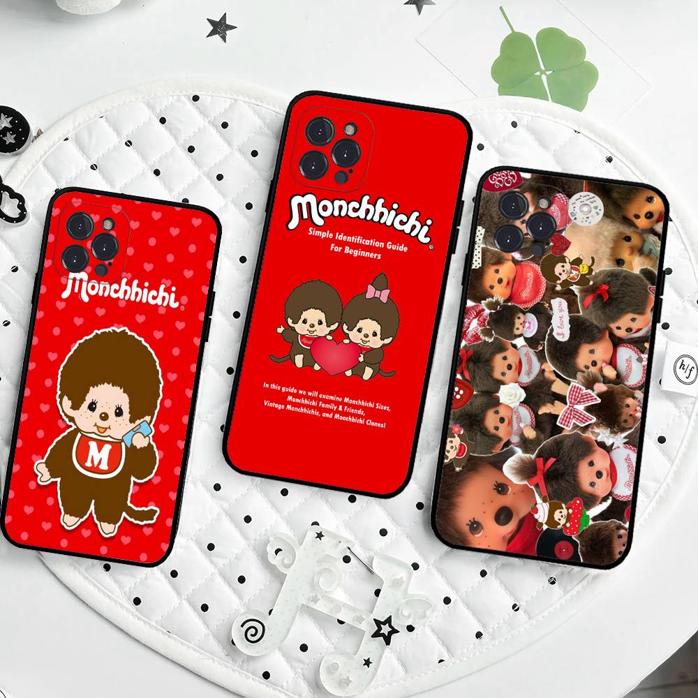 Cute M-Monchhichis-a Phone Case For IPhone 17 16 15 14 13 12 11 Pro Max Plus Mini Silicone Black Cover