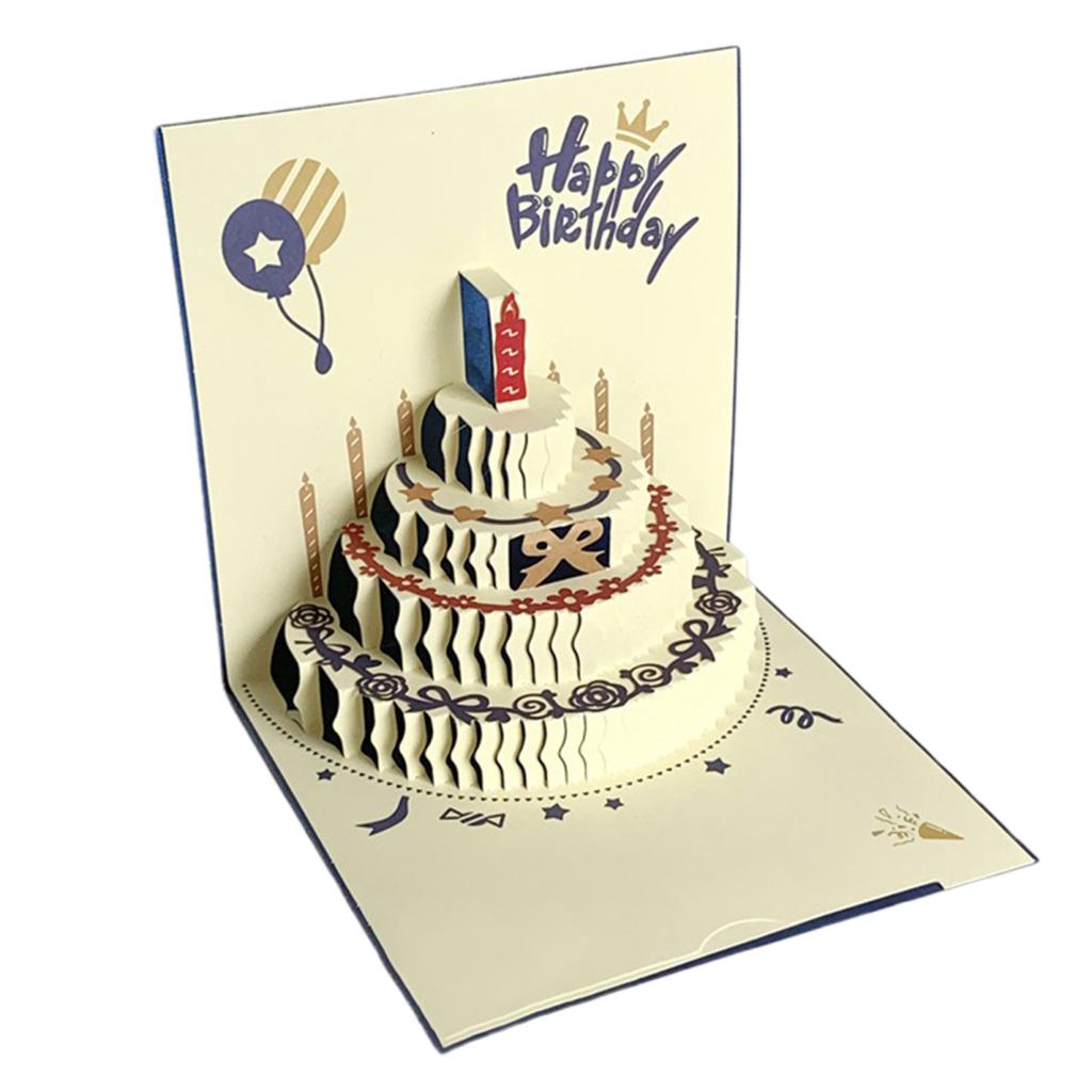 Открытка на день рождения Yousheng 3D Pop-Up с музыкальными огнями Открытка на день рождения с тортом для женщин, мужчин, детей, друзей