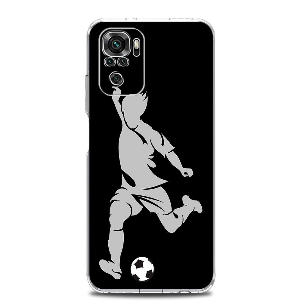 New Square Clear Phone Case For Xiaomi Redmi Note 12 11 9S 9 8 10 Pro+ 7 8T 9C 9A 8A K40 Gaming Cover Football Player Soccer Art