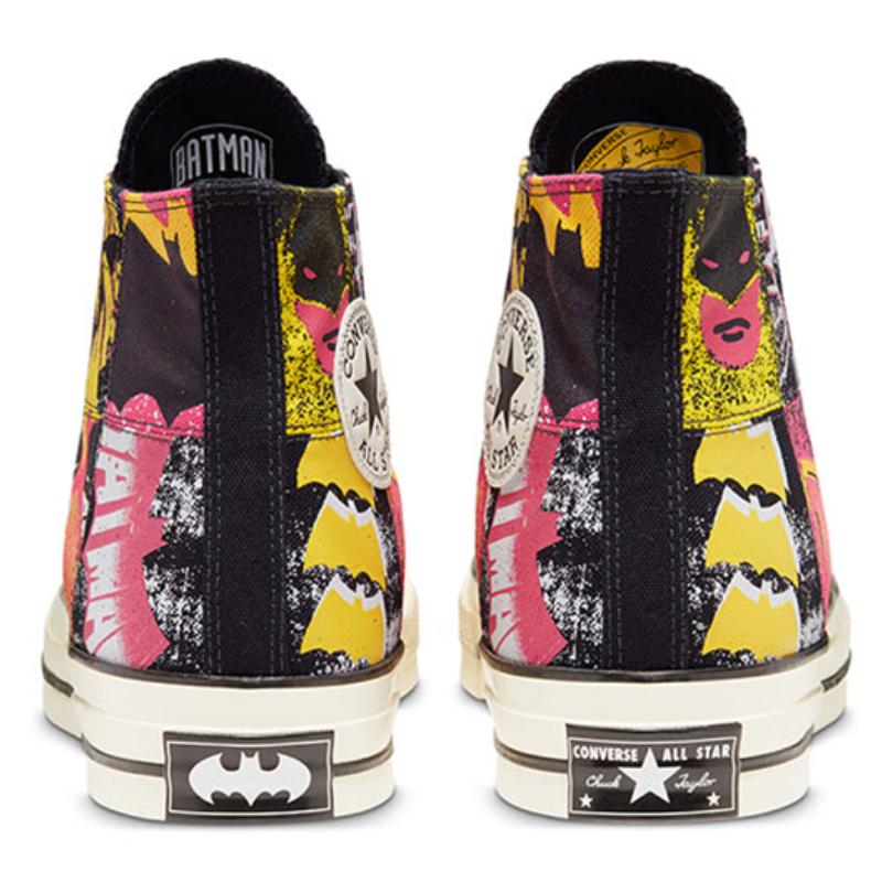 Batman 80th Anniversary X Converse 1970s High Top DC Batman Collaboration Mid-Top Canvas Shoes Unisex Black and Red