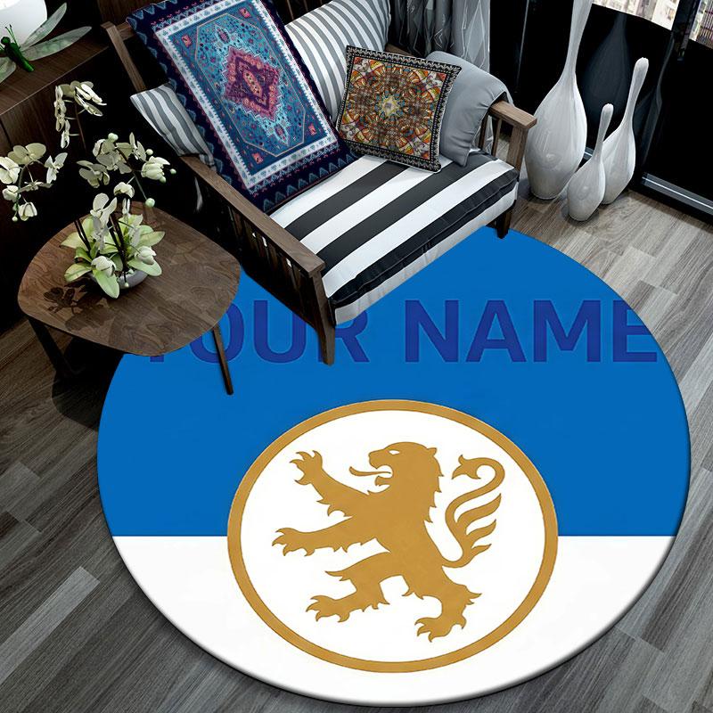 Custom Name,Olympique Lyonnais pattern round rug,Carpet Rug for Living Room Bedroom Playroom ,Non-slip Floor Mat,Holiday Gifts and Birthday Gifts.