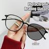 Retro Round Portable Photochromic Presbyopia Glasses Korean Ultra Light TR90 Reading Glasses Anti Blue Light Eyewear 0 To +4.0