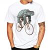 Sea Turtle And Fixed Gear Bike Retro T-Shirt New Summer Men Short Sleeve Hip Hop Boy Casual Tops Funny Animal Design White Tees