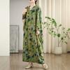 Autumn Literary Plus Loose Print V-neck Long Sleeved Dress Women's Long DRESS