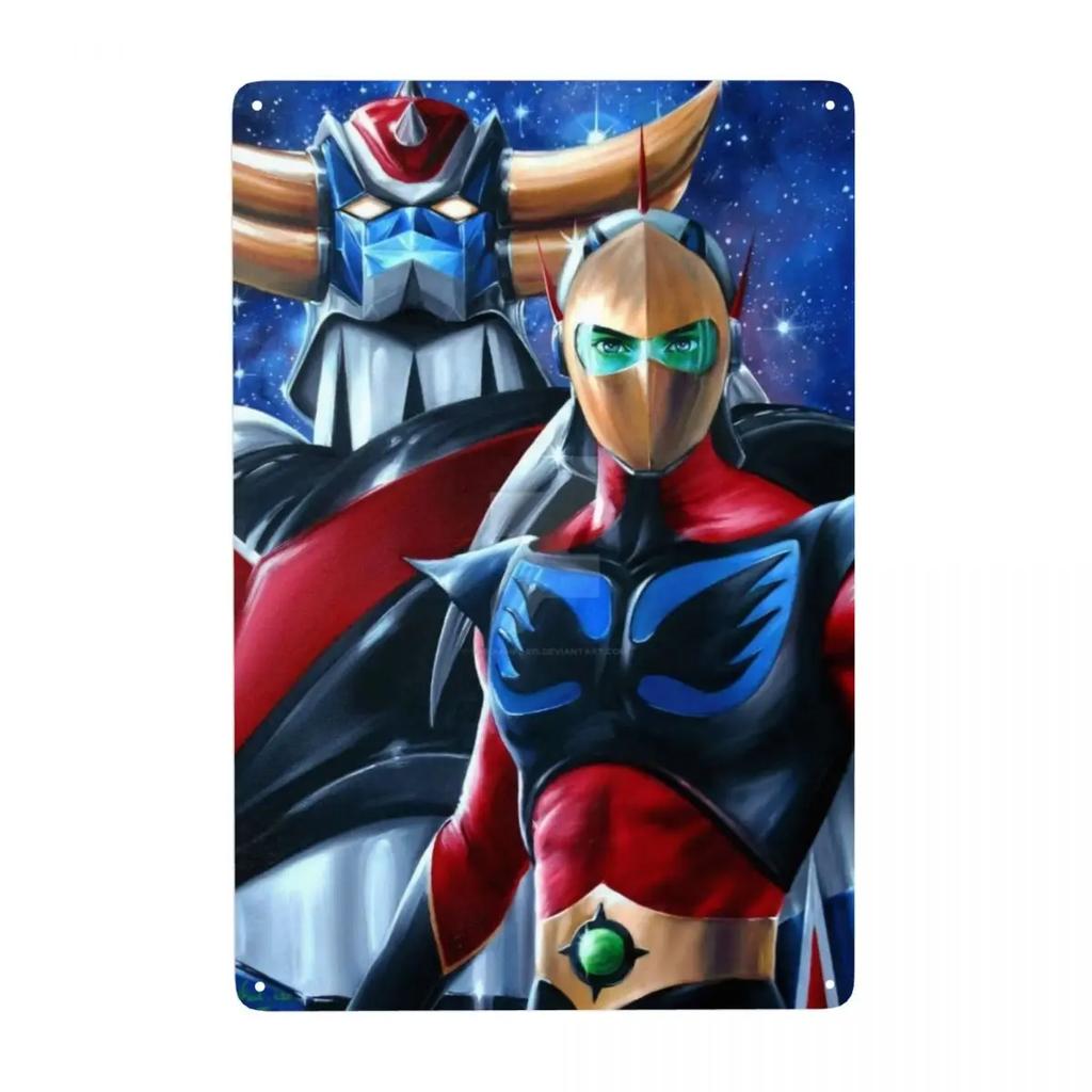 Винтажная металлическая табличка с изображением безумного робота Мазингера Z, персонализированная табличка с изображением Грендайзера из аниме и манги, декор для кафе, настенное украшение, декоративное искусство.