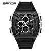 SANDA 3391 Digital LED Watch Men Original Sport Quartz Wristwatch Top Brand Luxury Stopwatch Waterproof Male Electronic Clock
