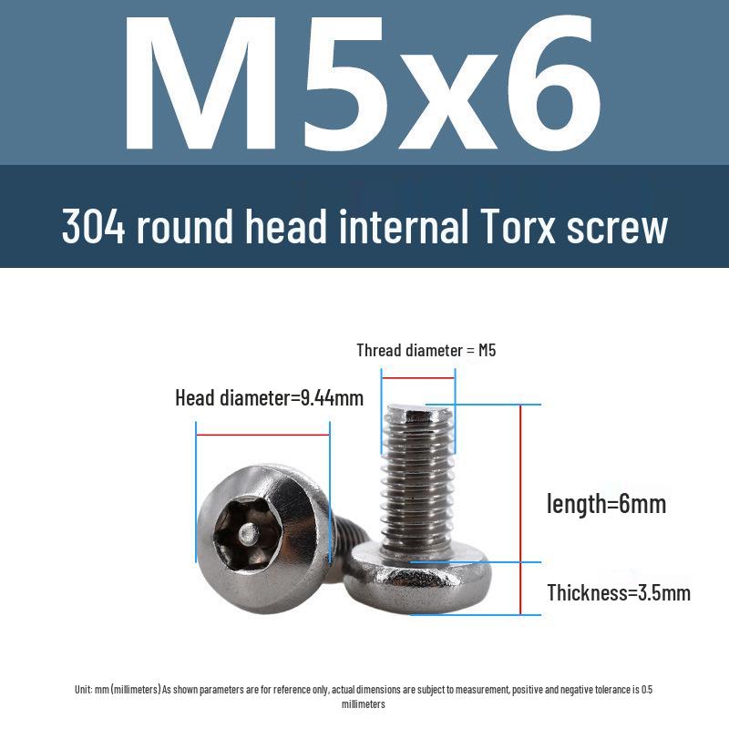 Винты Yigu Torx с пином против кражи, с круглой головкой M3-M6, из нержавеющей стали
