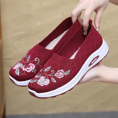 Женские повседневные мокасины на платформе с сетчатым трикотажем, удобная обувь для ходьбы с поддержкой свода стопы, дышащая рабочая обувь для женщин, легкие нескользящие кроссовки