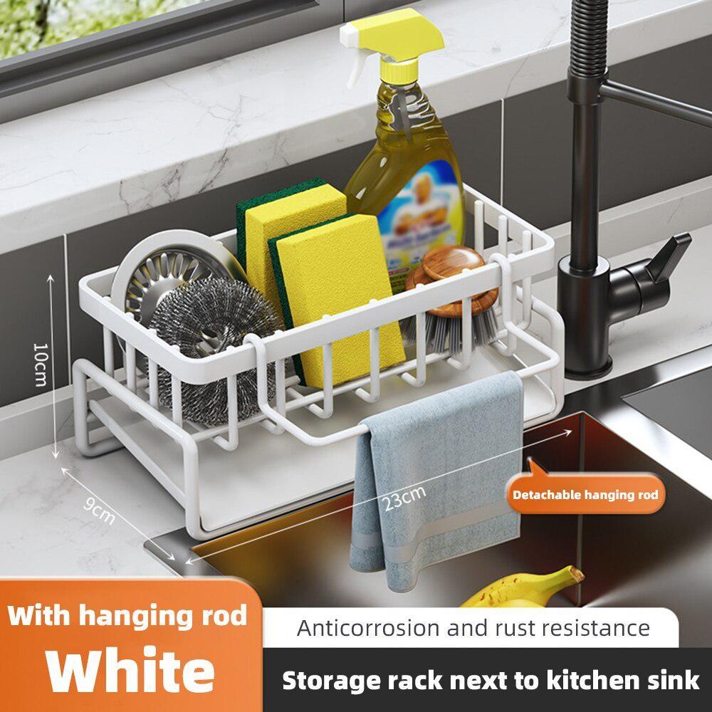 1PC Self-draining Sink Shelf Stainless Steel Kitchen Sink Drain Rack Soap Sponge Holder Kitchen Sink Organizer