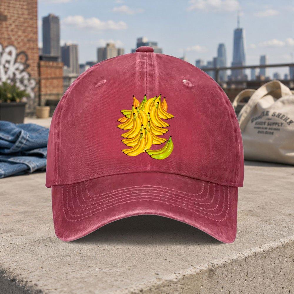 Banana Print Vintage Baseball Cap Unisex Lightweight Duckbill Hat with Hook Loop for Unisex Women Birthday Graduation