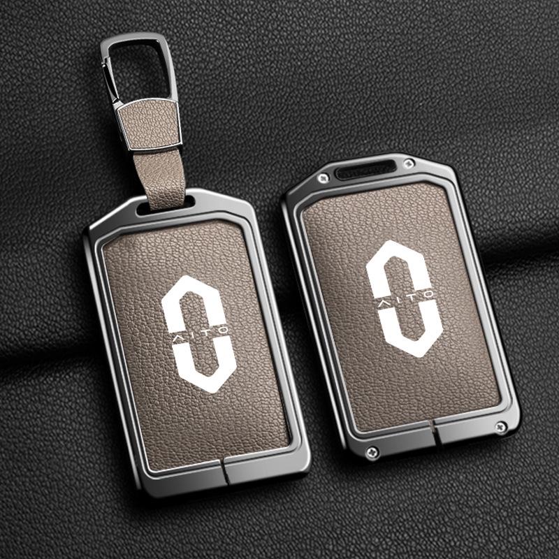 Huawei AITO M7/M5/M5ev Key Case: Genuine Leather Full-Coverage Key Shell & Buckle