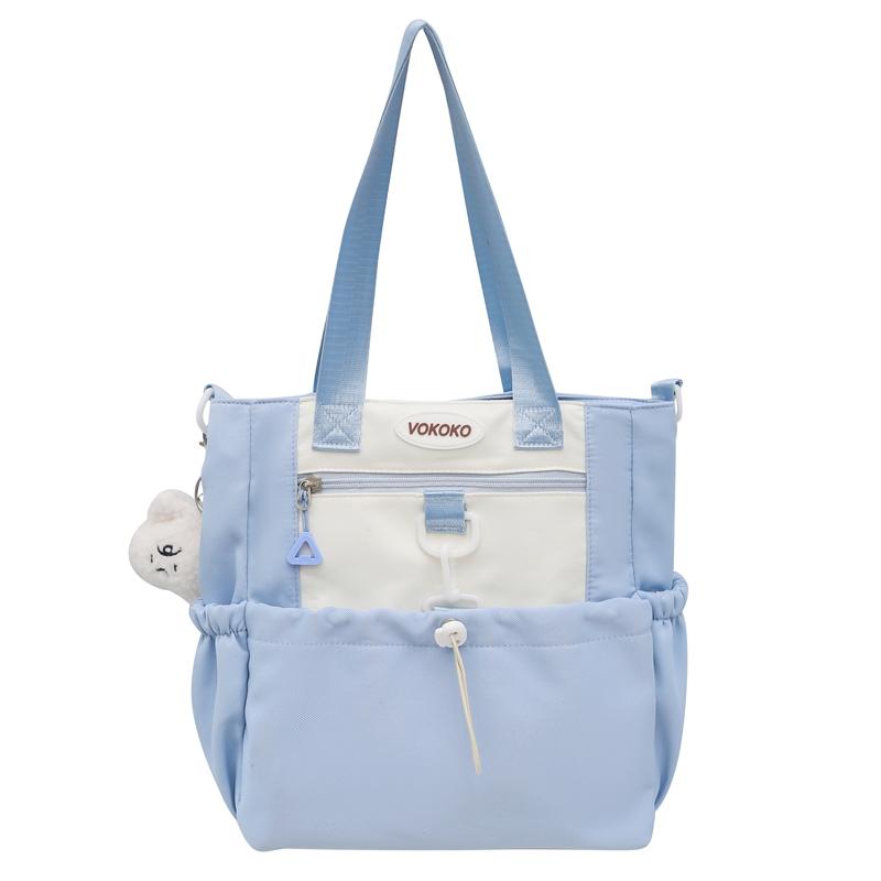 Girls Contrast Shoulder Bag Large Capacity Student Book Bag