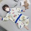 Children's Coral Fleece Pajama Set - Flannel, Long Sleeve, Round Neck, for Boys & Girls, Fall/Winter