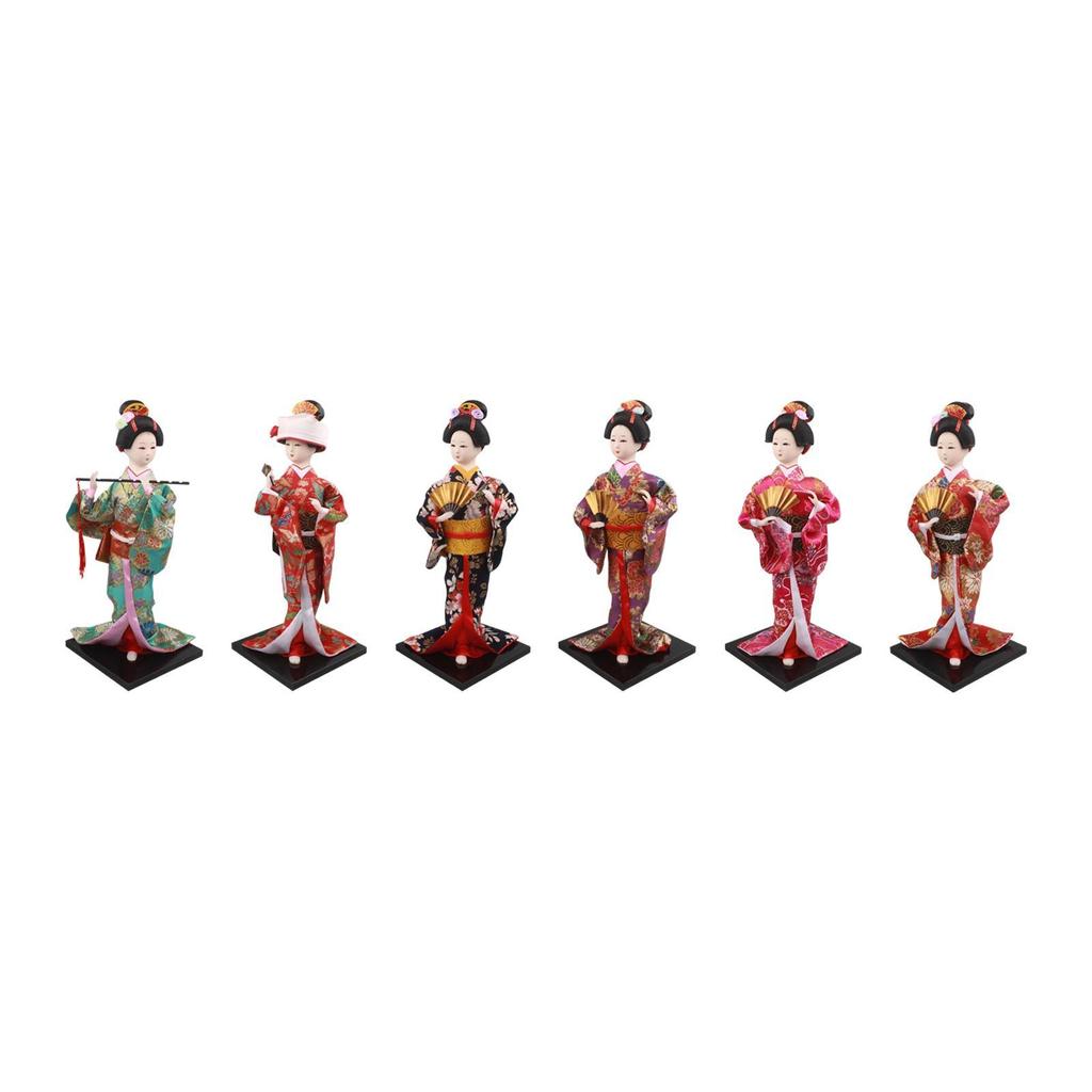 11.81inch Japanese Kimono Doll Desktop Ornament, Lady Figurine, Asian Geisha Figurine for Cabinet