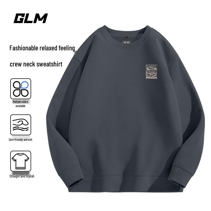 GLM American Style Waffle Knit Panda Graphic Round Neck Sweatshirt