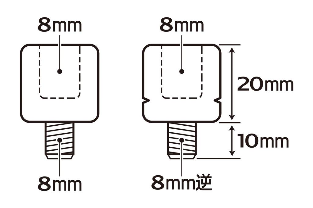 Tanax HM-8 Motorcycle Mirror, Napoleon Reverse Screw Adapter, Plating, 0.3 inch (8 mm) to Reverse 0.3 inch (8 mm)