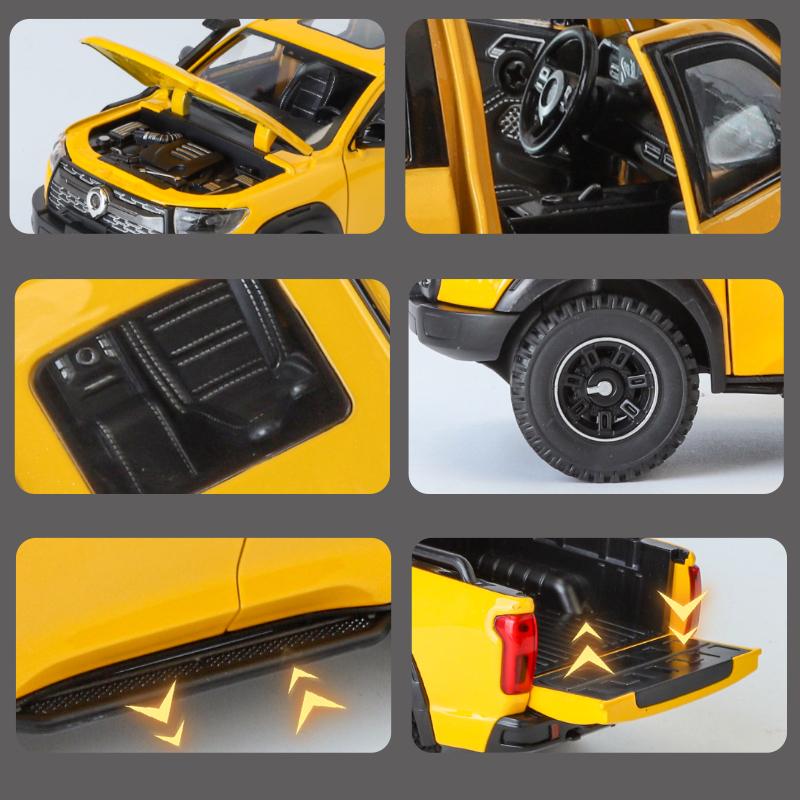 1:24 Great Wall Motor POER Pickup Alloy Diecast Off-road Vehicles Car Model Outdoor Display Collection Ornaments Birthday Gifts