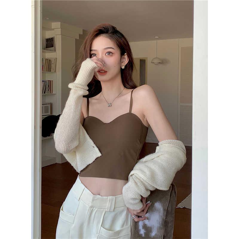 Летняя майка из ледяного шелка с нагрудной подушечкой - Красивый топ-бандо со спинкой