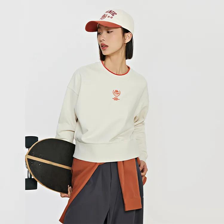 Kappa Sweatshirts Women's Birch White-0114 Crew Neck Moderate Regular (Unisex) Sweatshirts K0E22WT02