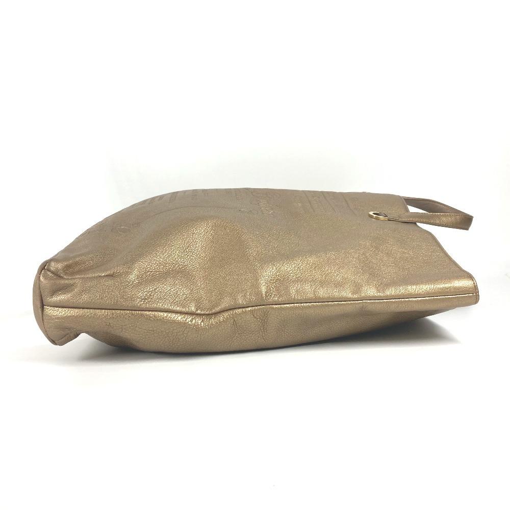 BVLGARI Logo S.Bulgari Hand Bag Vertical Tote Bag Leather Gold