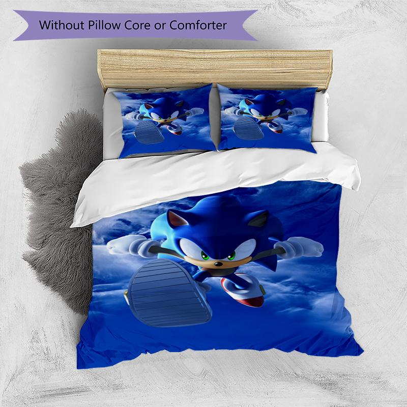 Sonic Flight Design Bed Bedding Set 1 Duvet Cover + 2 Pillowcases Soft Breathable Household Bed Linens