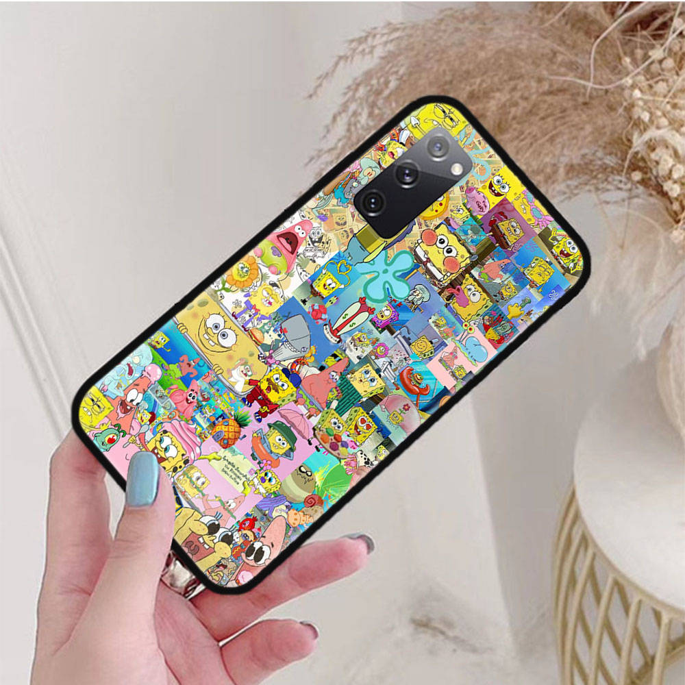 Черный чехол для Samsung Note 20 Lite S24 Ultra S23 A03 A05 A06 A11 A71 A15 A16 A13 A24 A25 A33 A52 A53 A50 M55 M35 Plus S-42 Губка Боб Друг