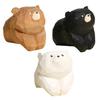 1/3Pcs Wooden Carved Bear Figurine Handmade Woodcarving Art Small Animal Statue Sculpture