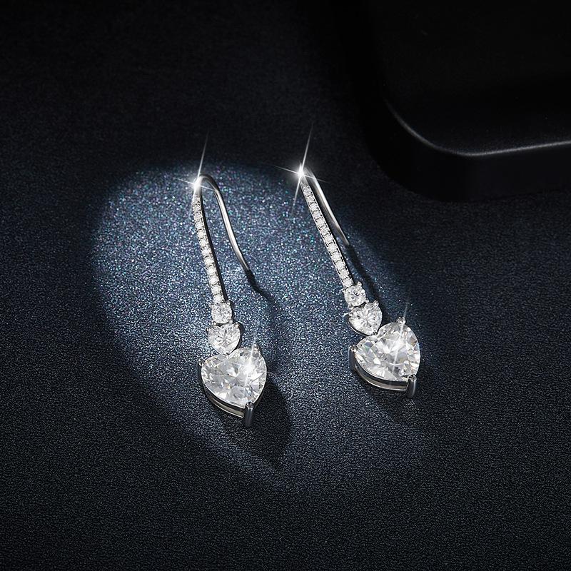 WUIHA 925 Sterling Silver D Color Heart Cut Real GRA Moissanite Diamonds Wedding Engagement Drop Dangle Earrings Fine Jewelry
