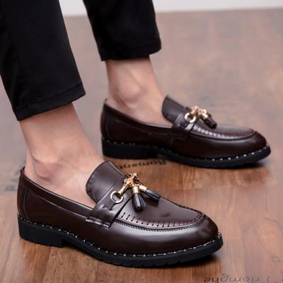 Модная мужская обувь для свадебной вечеринки, слипоны, туфли для платья, деловые лоферы, брендовая деловая повседневная мокасины, кожа с пряжкой, формальная обувь для костюма для мужчин