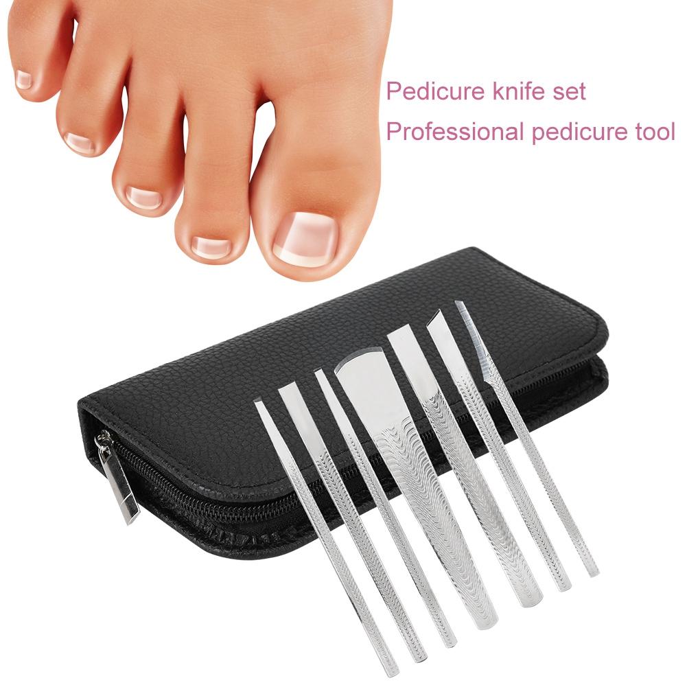 7pcs Stainless Steel Dead Skin Foot Calluses Remover Horny Trimmer Pedicure Tool Set