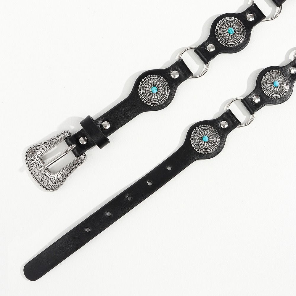 Punk Western Style Belt Carving Y2K Jeans Belt Casual Bohemian Waist Belt Girls