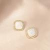 Super Fairy Geometric Earrings With Diamonds Design Sense Crack Square Pearl Commuter Elegant Stud Earrings