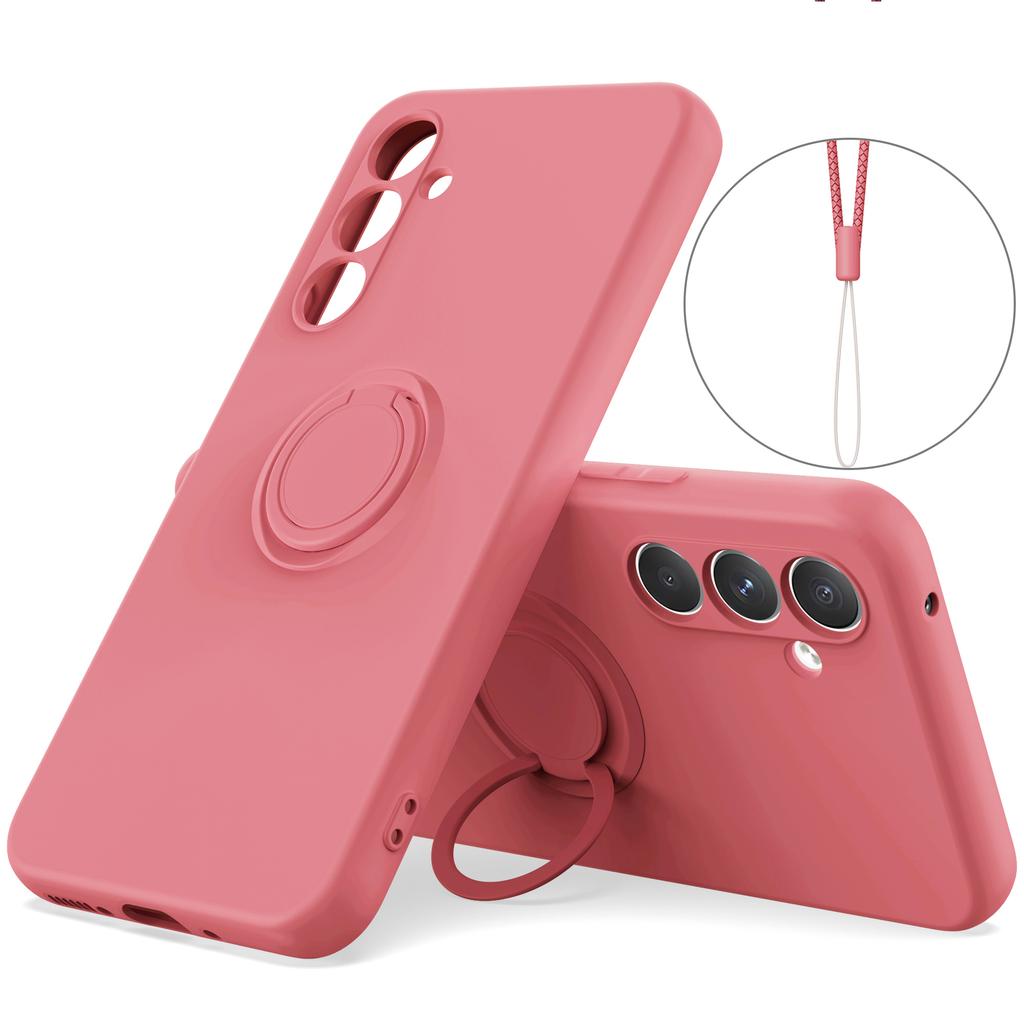 For Samsung Galaxy A17 5G Silicone Case with Strap Ring Kickstand Phone Cover