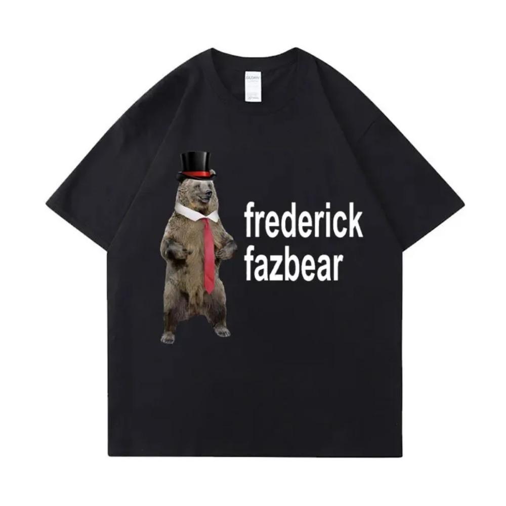 Frederick Fazbear The Fancy Bear Fnaf Футболка Мужская Женская Забавная Мемная Одежда Футболка Чистый Хлопок Футболка большого размера с коротким рукавом