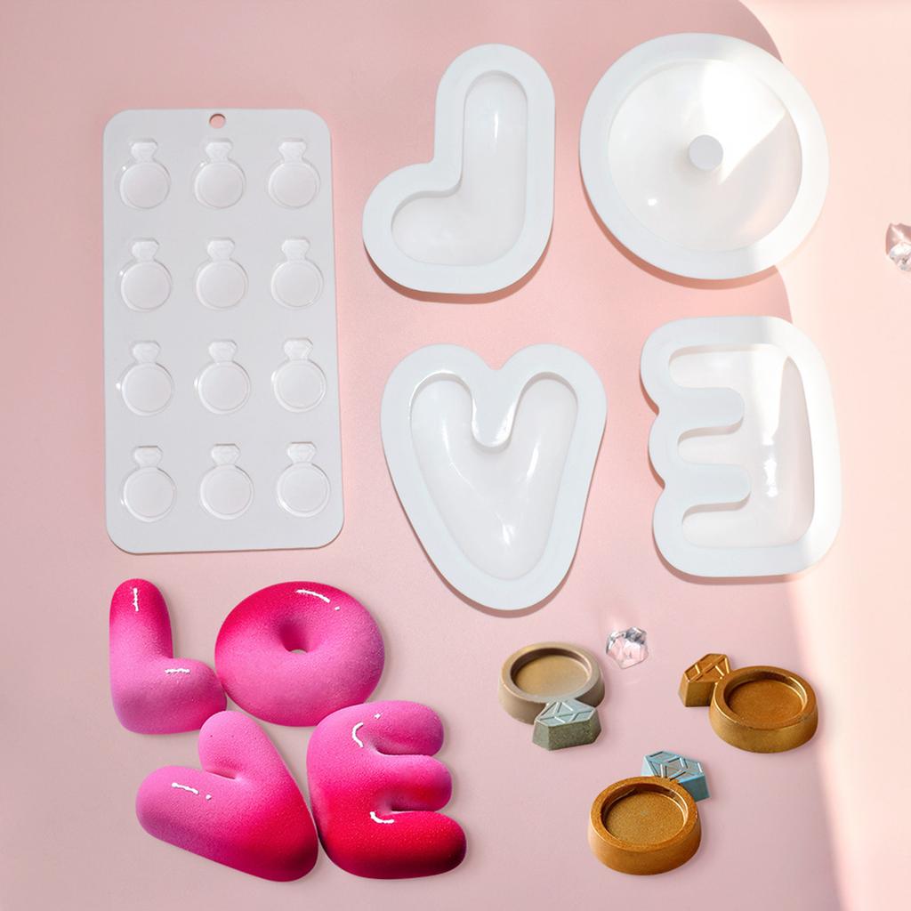 Силиконовые кольца в форме букв, форма для выпечки муссового торта на День святого Валентина, идеально подходят для изготовления шоколада и конфет