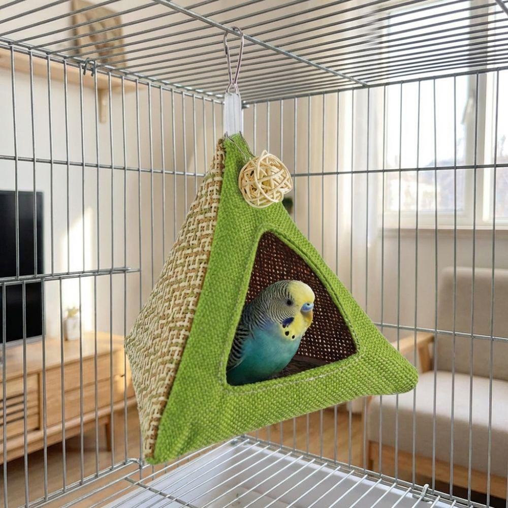 Breathable Net Summer Cooling Nest Triangular Bird Hammock Bird Hanging Tent Hiding House