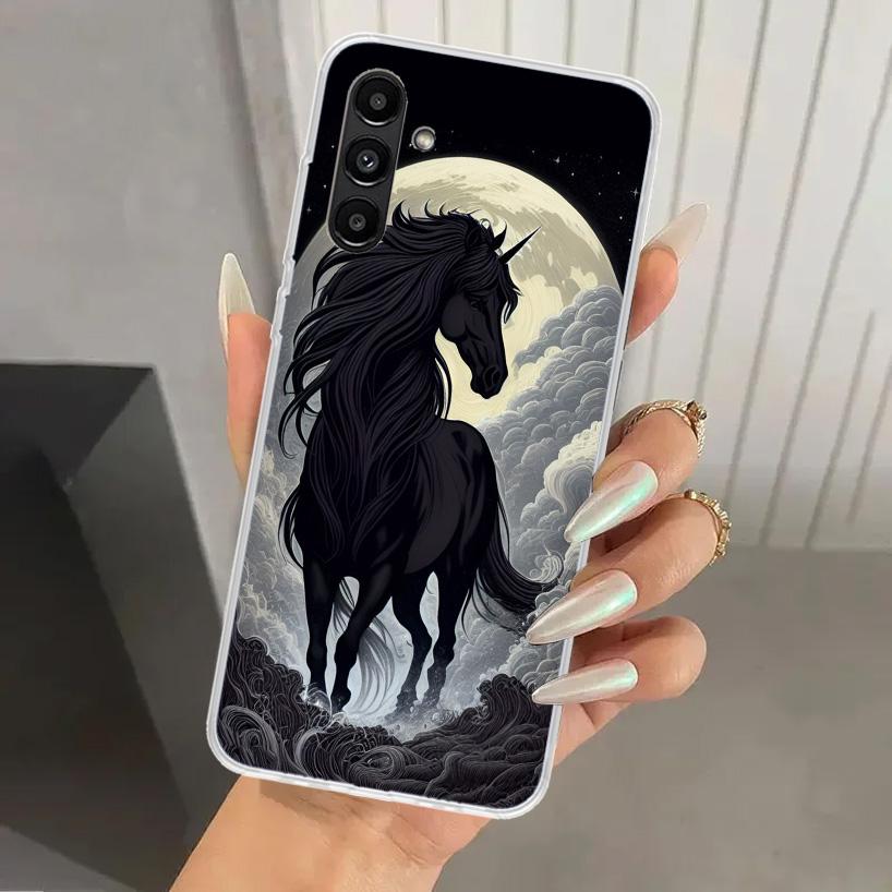 Чехол для телефона Animal Black Horse для Samsung Galaxy A17 A16 A37 A26 A36 A57 A56 A15 A25 A35 A55 A14 A24 A34 A54 A13 A23 A33 A53 Gal