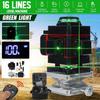 16 Line Laser Level Powerful Green Light 3D Remote Control Measure W/Wall Attachment Frame Self-Leveling System Green Beam Laser